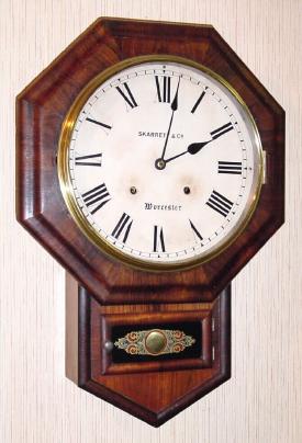 C.1880, E. N. Welch Mfg, Forestville, Conn, SHORT DROP OCTAGON, 12" dial in rosewood, 8-day time and strike. — Antique Clocks Price Guide