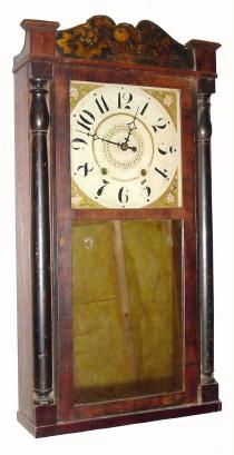 C.1832, Jeromes and Darrow, 30-hour time/strike wood movement half column and splat shelf clock. — Antique Clocks Price Guide
