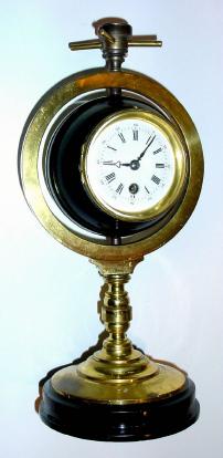 C.1880, French Industrial Timepiece, and barometer, brass finished in gilt in silver, a poising device with handle at top. — Antique Clocks Price Guide
