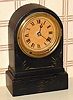 C.1870, Terry Clock Co., Waterbury, Conn, 8.75" cast iron EIGHT DAY, time and strike round gothic mantel clock.