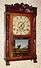 C.1832, Upson, Merrimans and Co., Bristol, Conn, short transitional, 30 hour wooden works, carved column and splat.