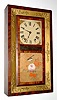 C.1838, Edward M. Barnes, Bristol, Conn, 30-hour time/strike wood movement bevel case shelf clock.