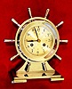 C.1960, German, SALEM Ship's Bell mantel clock in solid brass with ship's wheel motif.