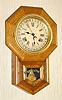 C.1920, Waterbury Clock Co., FULTON, 8-day time and calendar school clock in an oak case.