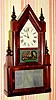 C.1845, Elisha Manross (probably), 8-day time/strike fusee steeple on steeple shelf clock.