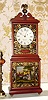 C.1978, Wayne R. Cline, Bowling Green, KY, repro Mass Shelf clock, full size, 1-weight, 8-day in a mahogany case with hand painted Moberg tablets.