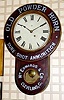 C.1895, Seth Thomas Advertising clock for "Old Powder Horn - Sure Shot Ammunition" at Wm Edwards and Co, Cleveland O.