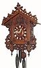 C.1900, Black Forest Cuckoo and Quail quarter strike wall clock with inlay and carved rail of leaves along the top.