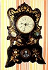 C.1845, J. C. Brown, Forestville, Conn, Mop decorated iron front, 8-day time and strike.