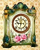 C.1915, Ansonia Clock Co., Royal Bonn, "La Seine", 8-day time/strike, open escapement, porcelain mantel clock.