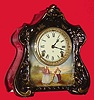 C.1904, Ansonia Clock Co., "La Clairmont", 8-day time/strike porcelain mantel clock.