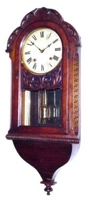 C.1880, Anglo-American, 8-day time and bell strike wall timepiece. — Antique Clocks Price Guide