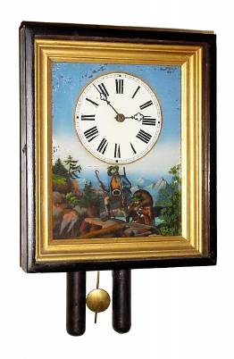 C.1910, German, 30-hour time/strike wood and brass movement picture frame clock, Black Forest. — Antique Clocks Price Guide