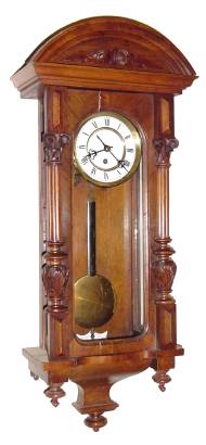 C.1890, German, Alt Deutsch, 8-day wall timepiece, spring driven, case with reeded pillars and carved Corinthian capitals. — Antique Clocks Price Guide