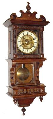 C.1892, Hamburg-American, 8-day time and strike, small "Berliner" style wall clock. — Antique Clocks Price Guide