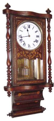 C.1890, English, 8-day time and strike inlayed wall clock, not running. — Antique Clocks Price Guide