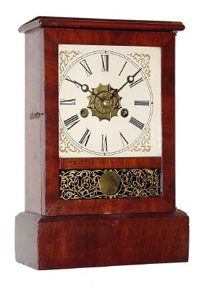 C.1870, Terry Clock Co., Waterbury, Conn, cottage clock, 1-day, time and alarm. — Antique Clocks Price Guide