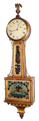 C.1835, Mass Area Banjo, Unsigned, 8-day weight driven timepiece. — Antique Clocks Price Guide
