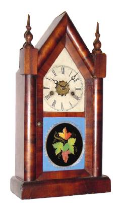 C.1880, New Haven Clock Co., 30-hour time/strike/alarm steeple clock. — Antique Clocks Price Guide
