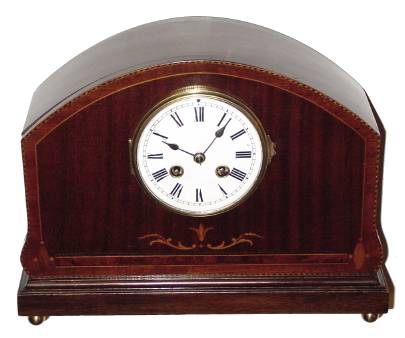 C.1905, French, Mahogany cased mantel clock, gong strike with porcelain dial, 8-day. — Antique Clocks Price Guide