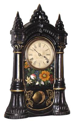 C.1855, Chauncey Jerome, New Haven, Conn., 8-day time/strike Iron front mantel clock. — Antique Clocks Price Guide
