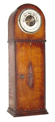 C.1935, English, barometer in the form of a small clock case with an access door for storage. — Antique Clocks Price Guide