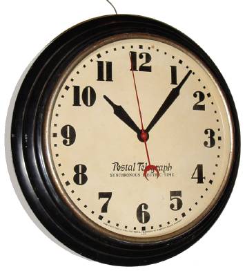 C.1935, Hammond Clock Co, Illinois, Large Postal telegraph clock, 110v, in a round, stamped steel case. — Antique Clocks Price Guide