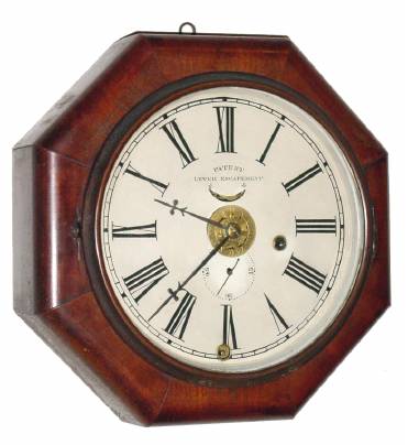 C.1875, Waterbury Clock Co., Octagon Marine, Eight Inch, with alarm, one day, mahogany case. — Antique Clocks Price Guide