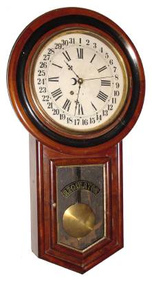 C.1900, New Haven Clock Co., "No. 1 Regulator Calendar", 8-day calendar wall timepiece. — Antique Clocks Price Guide