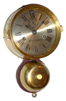 C.1910, Seth Thomas, OUTSIDE BELL, ship's bell wall clock, 1-day. — Antique Clocks Price Guide