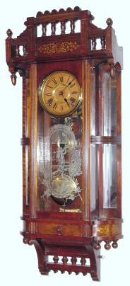 C.1886, Ansonia Clock Co., "Reflector", 8-day time/strike wall clock. — Antique Clocks Price Guide