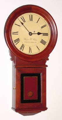 C.1980 Wayne R. Cline, Bowling Green, KY, Mini No. 70 Regulator , in cherry, with front, key wind, spring driven movement. — Antique Clocks Price Guide