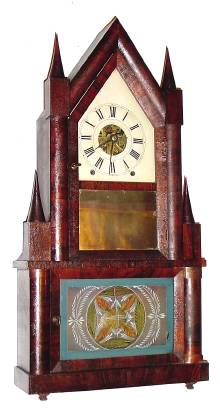 C.1845, Birge and Fuller, Bristol, Conn, Detached Fusee, double steeple, 8-day. — Antique Clocks Price Guide