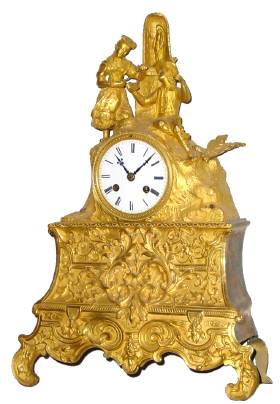 C.1840, French, Ormolu Figural Clock /Wedding. 8-day time and bell strike with silk thread suspension. — Antique Clocks Price Guide