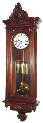 C.1890, Austrian, 2nd Baroque, 3-Wt, Grand Sonnerie wall clock in black walnut case, 8-day, quarter striking. — Antique Clocks Price Guide