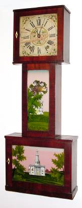 C.1830, CONNECTICUT BANJO, 30 hour mahogany veneer wall clock, 2-weight time and strike. — Antique Clocks Price Guide
