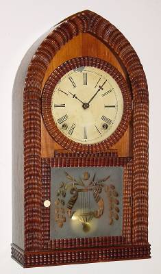 C.1845, J. C. Brown, Forestville, Full ripple beehive, 8-day time and strike in rosewood. — Antique Clocks Price Guide