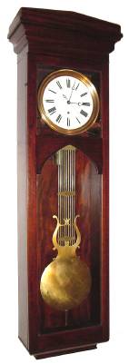 C.1890, French, Pinwheel Jeweler's Regulator, Mahogany cased wall clock, 8-day, single weight time only with porcelain dial and center sweep seconds hand. — Antique Clocks Price Guide