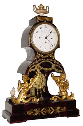 C.1800, Austrian, C. Doller, in Wien, Musical, Grand Sonnerie, mantel clock with calendar, gilt wood and brass trim, 1-Day. — Antique Clocks Price Guide