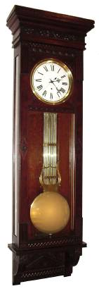 C.1890, Waterbury Clock Co., REGULATOR No. 7, walnut cased wall hanging jeweler's regulator, pinwheel movement, 1-wt timepiece. — Antique Clocks Price Guide