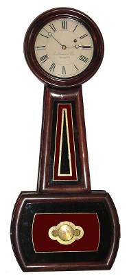 C.1880, E. Howard and Co., Boston "No. 5 Banjo", 8-day weight driven timepiece in a fruitwood case with imitation rosewood graining. — Antique Clocks Price Guide