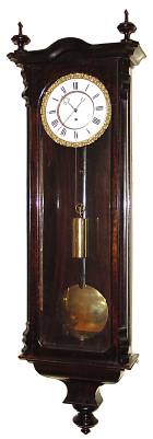 C.1855, Austrian, Late Biedermeier, 8-Day, one weight, Vienna Regulator, in a false grained case, piecrust bezel. — Antique Clocks Price Guide