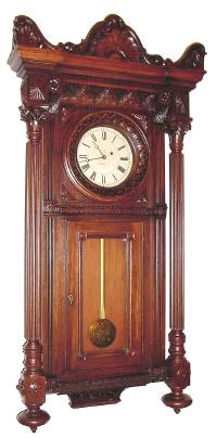 C.1890, E. Howard and Co., Boston, Custom Public clock, 8-day, weight driven in a special order carved walnut case. — Antique Clocks Price Guide