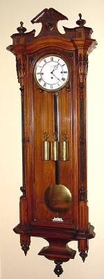 C.1870, Austrian, J. Weber, in Wien, 3-Wt Grand Sonnerie, Vienna Regulator, in a light walnut Neo Gothic case (with lines similar to Seth Thomas No.4). — Antique Clocks Price Guide