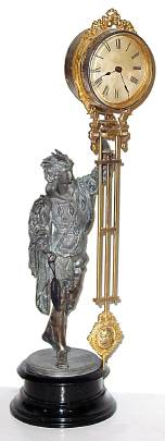C.1885, Ansonia Clock Co., FISHER SWING clock, with regular 4" canister (see lot 366 for small canister). — Antique Clocks Price Guide