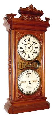 C.1875, Ithaca Calendar Clock Co., Index, Variant, Large in walnut, 8-day, time and bell strike. — Antique Clocks Price Guide