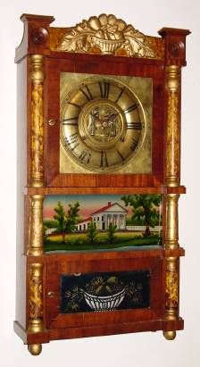 C.1845, Birge, Mallory and Co, Mini Triple Deck shelf clock, 30 hour strap brass, time and strike. — Antique Clocks Price Guide