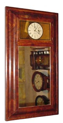 C.1850, George Hills, Plainville, Conn, reverse OG, fusee timepiece in a mahogany veneer case. — Antique Clocks Price Guide