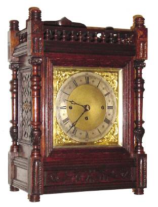 C.1910, German, Winterhalder and Hofmeier, 3-Fusee, 8-Bell, quarter chiming bracket clock in old oak. — Antique Clocks Price Guide