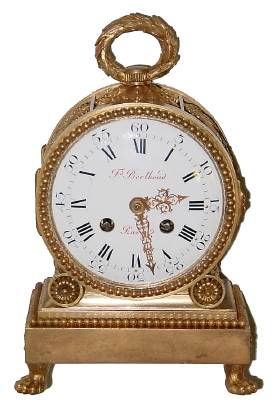 C.1890, French, Fd. Berthoud and Cie, pendule d'officer, reproduction of century earlier clock form. — Antique Clocks Price Guide